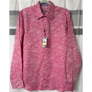 NWT Robert Graham Sarkis Embroidered Mens Medium Raspberry Pink $348 Classic Fit